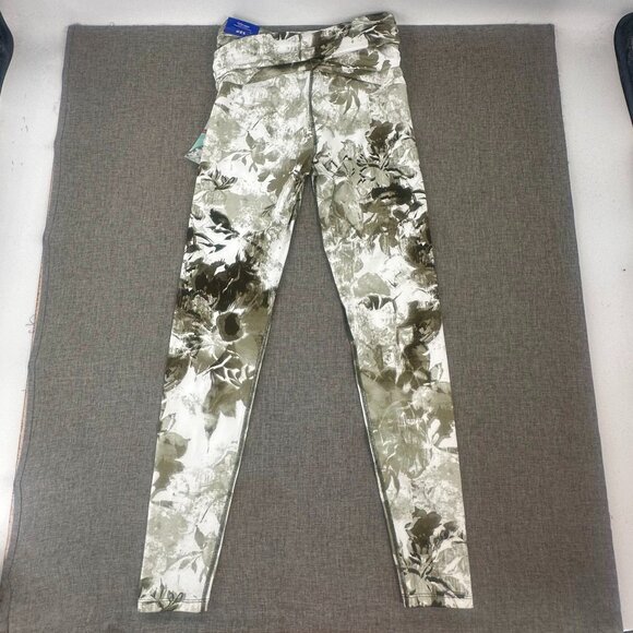 NEW! JoyLab Leggings Mid Rise Quick Dry Medium Floral Green White Comfort Soft - Picture 12 of 14